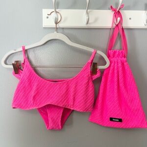 Hot Pink Triangl Bikini Set with Bag